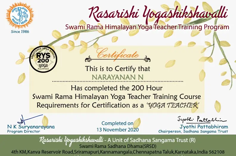 Yoga Alliance, USA RYT 200 Certification